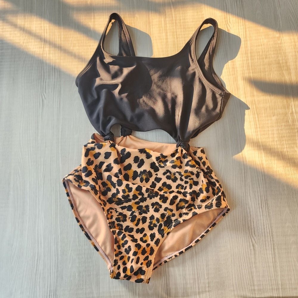 Art Class Girls One Piece Swimsuit Leopard Print Summer  L 10/12